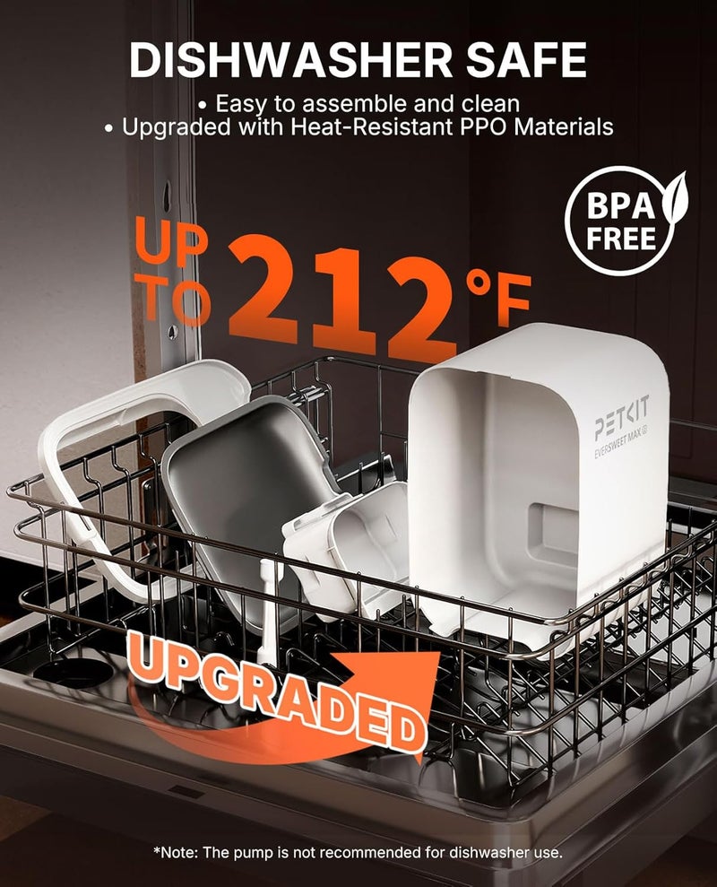 PETKIT Dishwasher Safe Cat Water Fountain, Cordless Automatic Cats Drinking Fountain with Motion Sensor, 101 oz/3L Pet Fountain for Cats Dogs Inside, Smart App Control & Stainless Steel Tray - Image 2